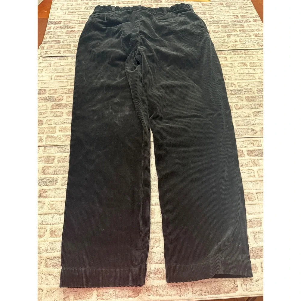Polo Ralph Lauren Andrew Mens 38x32 Black Corduroy Pleated Baggy Wide Trousers